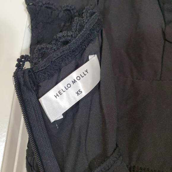 Hello Molly Messing with Me Black Lace Sweetheart Neck Sheer Skirt Midi Dress XS - Picture 6 of 15